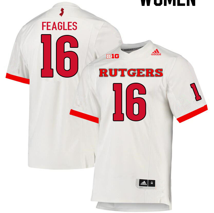 Women #16 Zach Feagles Rutgers Scarlet Knights College Football Jerseys Sale-White - Click Image to Close